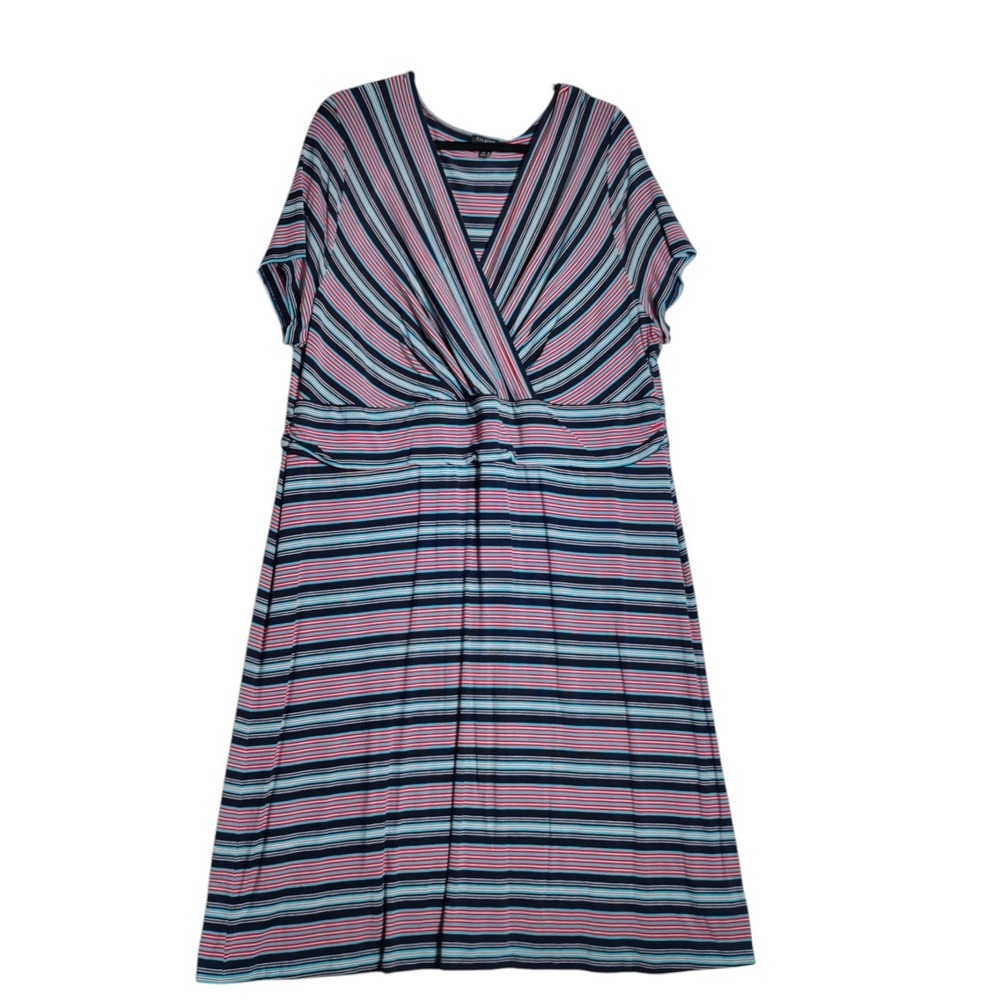 Talbots Knee Length Striped Shorts Sleeve Dress Woman's Size 3X